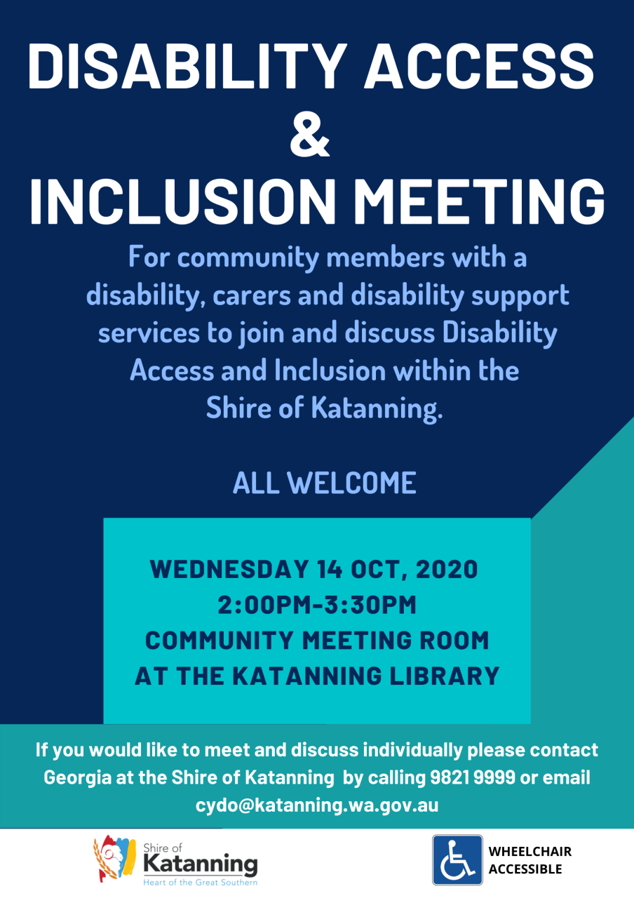 Poster for meeting at the Community Meeting Room on Wednesday 14 October at 2:00pm